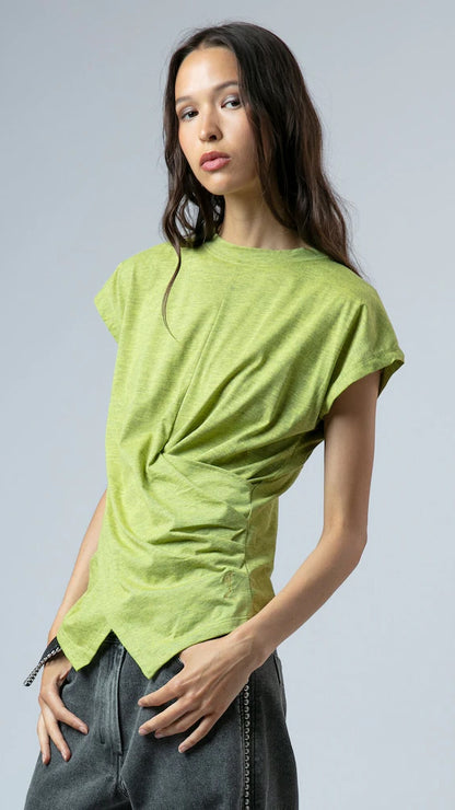 Time drape t-shirt | Lime | by Religion