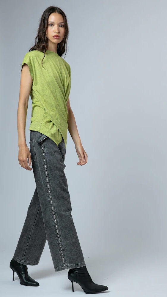 Time drape t-shirt | Lime | by Religion