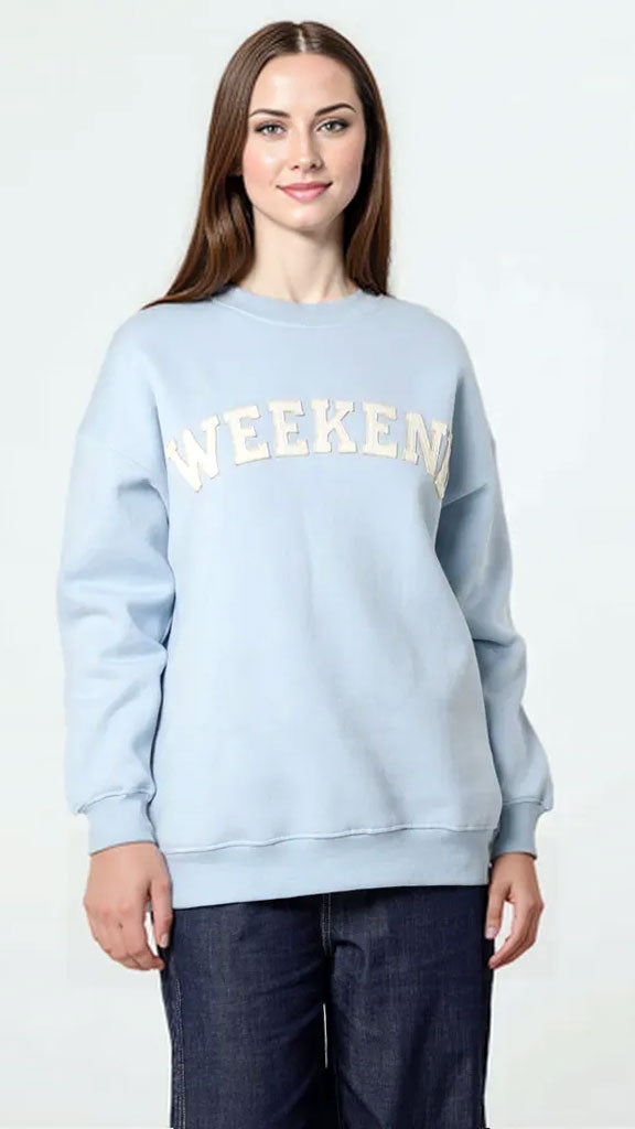 Crew neck "Weekend" fleece lined sweatshirt | 3 Colours | 2 Sizes | last 1