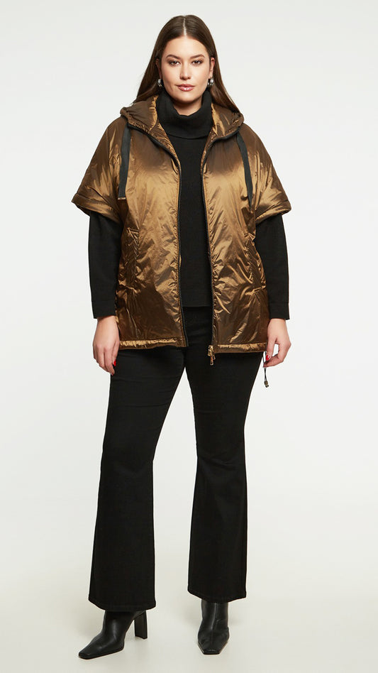 Cap sleeve zip-through gilet by Mat | Bronze