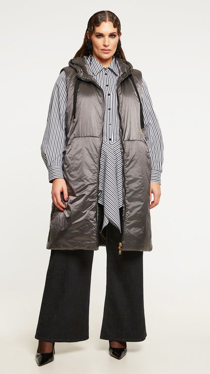 Zip-through button-side gilet by Mat | Silver