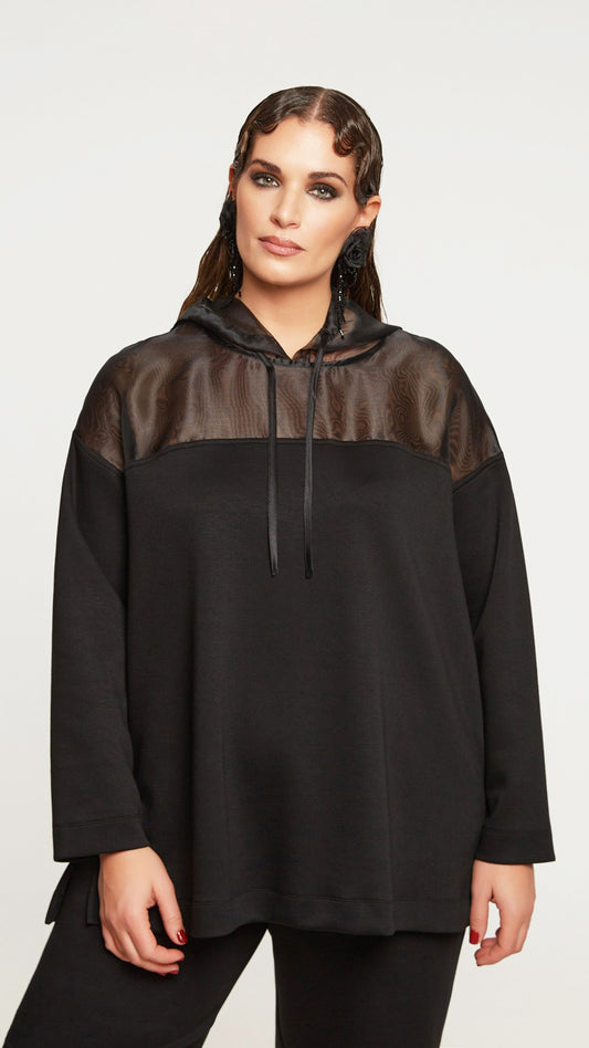 Organza hooded ultra soft sweatshirt by Mat | Black