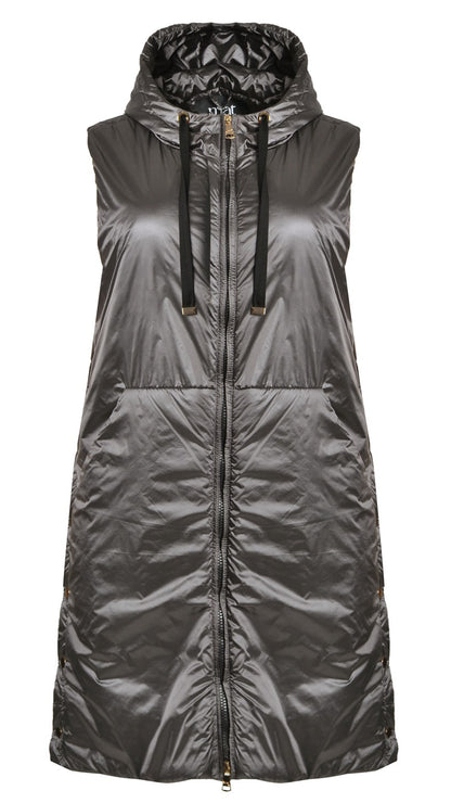 Zip-through button-side gilet by Mat | Silver