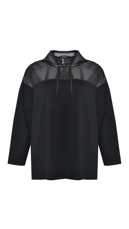 Organza hooded ultra soft sweatshirt by Mat | Black