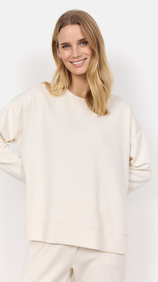 Premium soft split side sweatshirt | Cream | by Soya Concept