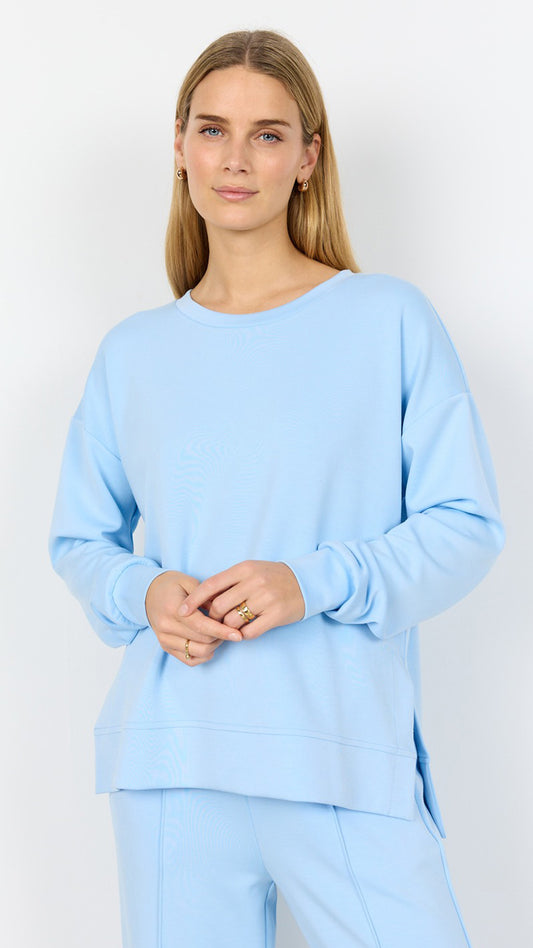 Premium soft split side sweatshirt | Light Blue | by Soya Concept