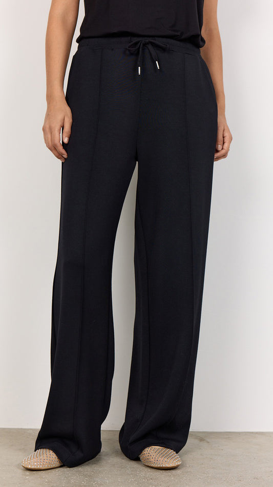 Premium soft wide-leg drawstring pants | Black | by Soya Concept