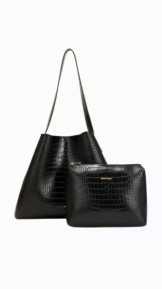 Croc textured tote bag | Black | by Every Other