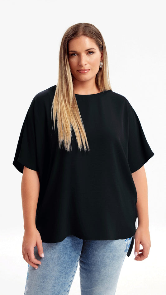 Crepe feel round neck essential top | 2 Colours | by Mat