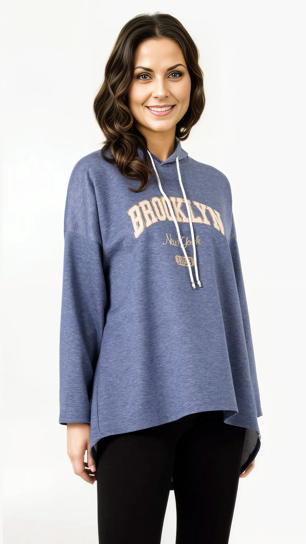 Neoprene-mix hooded "Brooklyn NY" sweatshirt (4 Colours)