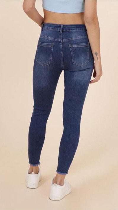 Distressed & frayed-hem stretch denim jeans (2 Colours) - last 1s