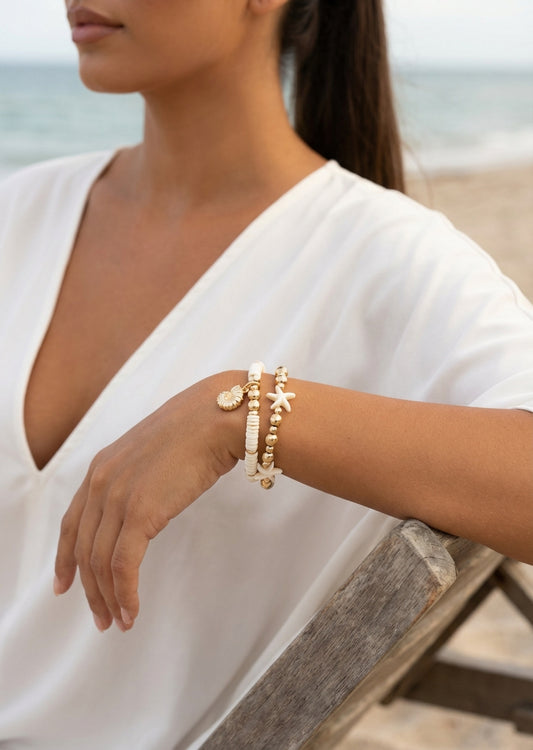 Stephanie bracelet | Gold/White