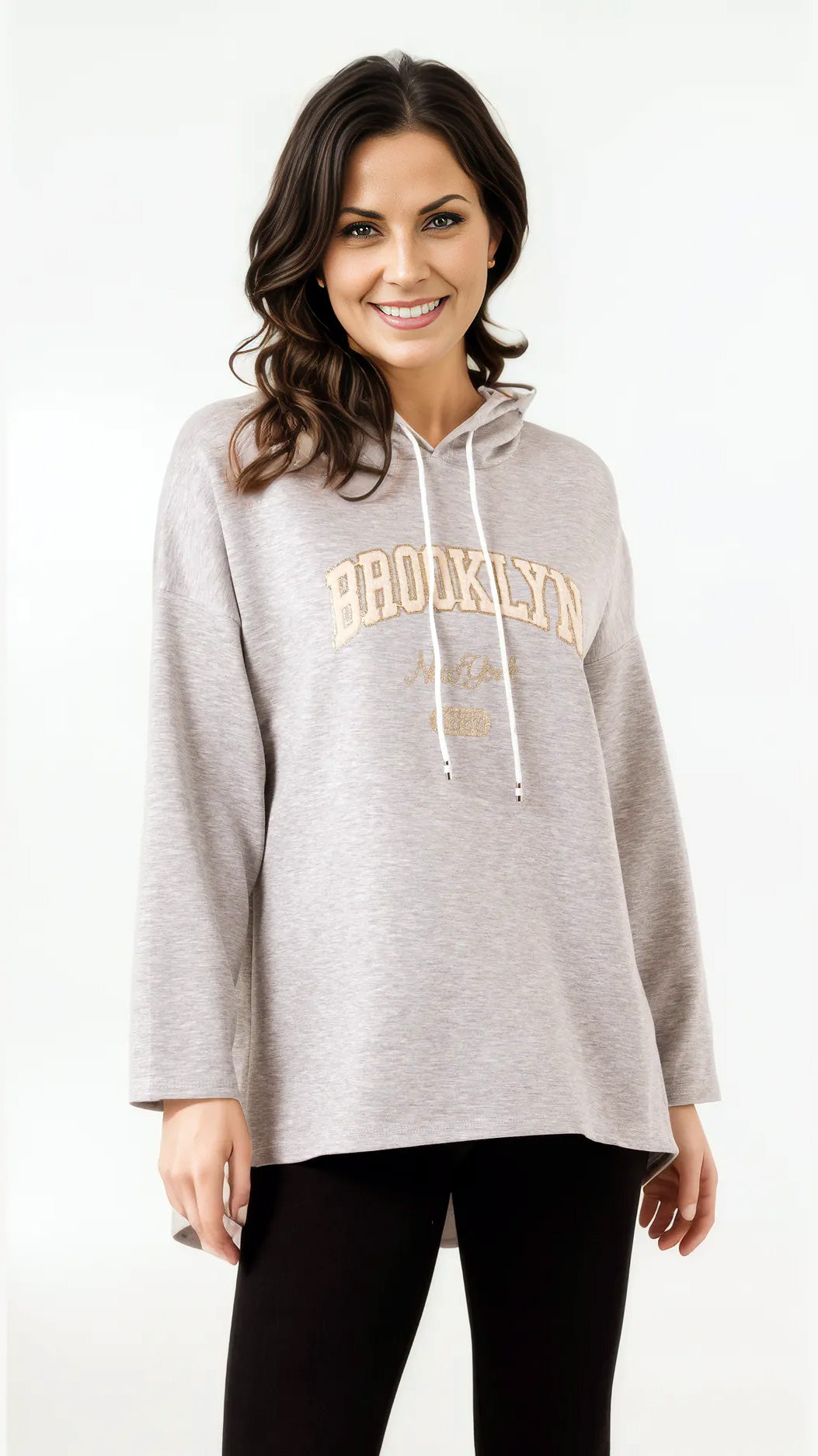 Neoprene-mix hooded "Brooklyn NY" sweatshirt (4 Colours)