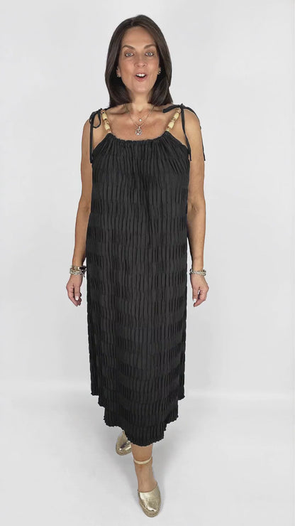 Beaded tie crinkle midaxi dress | 6 Colours | last 1s