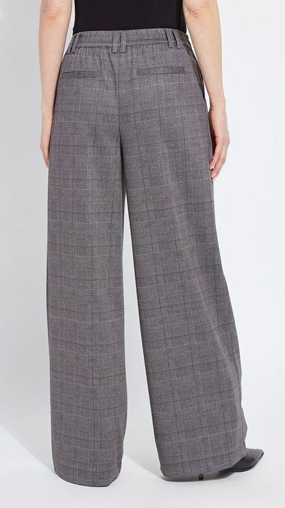 Pleated wide leg ponte jacquard trouser | London Glen Plaid | by Lysse NY | new! AW25/6