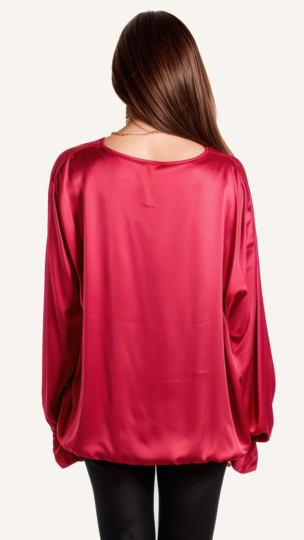 Satin v-neck bouse w. bell sleeve (4 Colours) - more coming Friday!