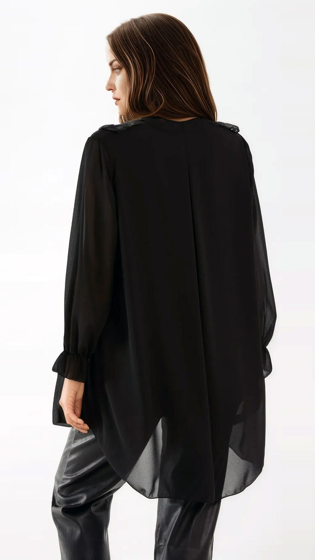 Sequin ruffle-front shirt (3 Colours)