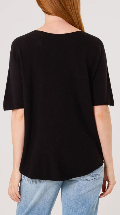 V neck short-sleeve jumper | Black