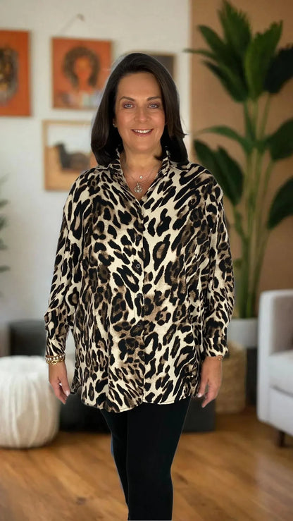 Long sleeve leopard print shirt - last 1s